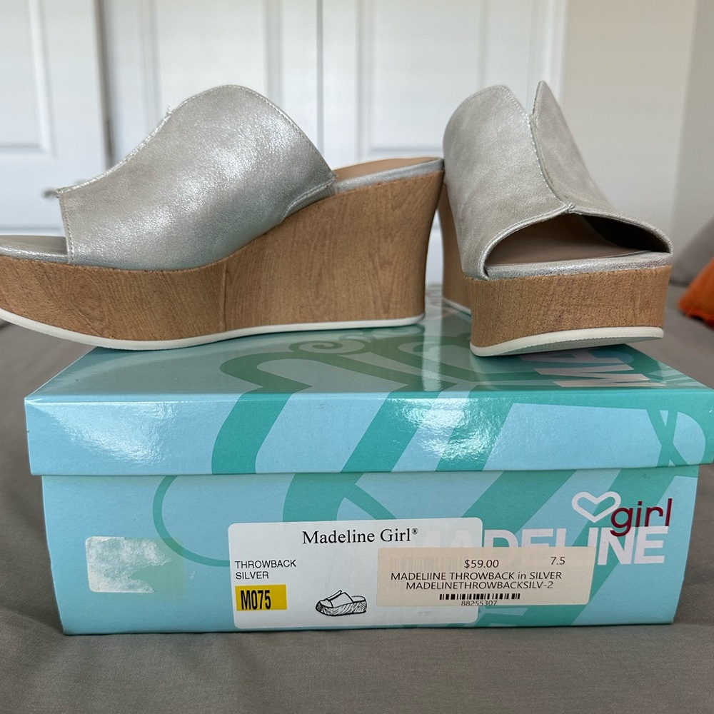 Madeline Girl Silver Wedge Platform Heels - Picture 6 of 6